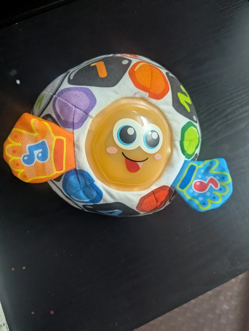 Interactive Plush Learning Ball Toy with Orange, Blue, Green & Purple Panels